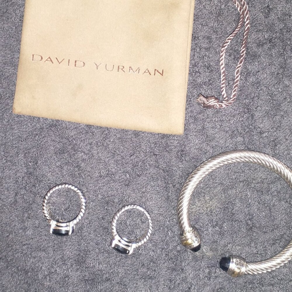 David yurman cable cuff bracelet and 2 Petite Wheaton® Ring Sterling Silver